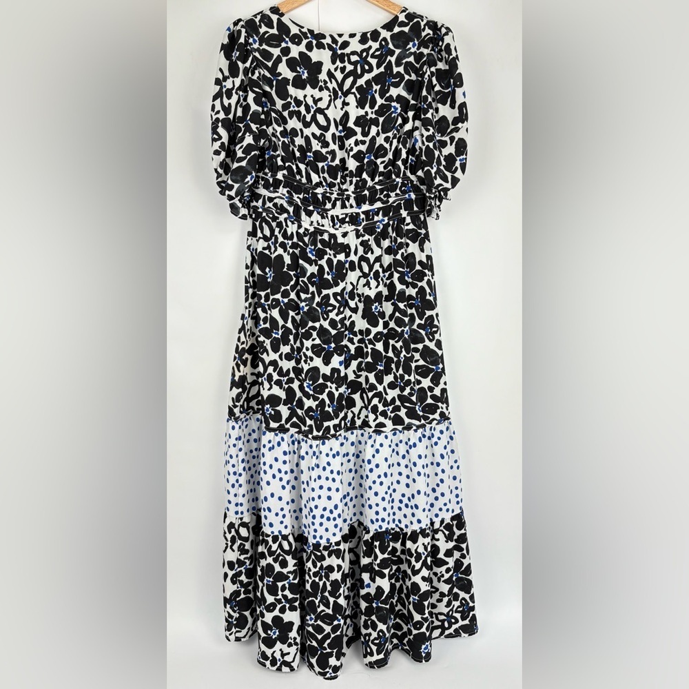Love, Whit By Whitney Port Black & White Floral Puff Sleeve Dress - Picture 7 of 7